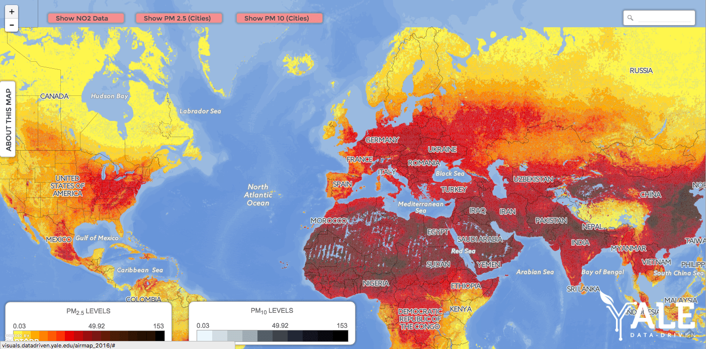 Interactive Air Pollution Map: Fine Particulates and Nitrogen Dioxide