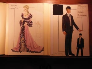 A costume design for Tiffany, and a costume design for Butch Cassidy, designed by Edith Head