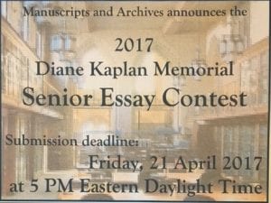 Poster for 2017 senior essay contest